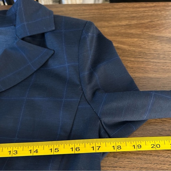 CABI Sunset Kiss Plaid Blue Blazer Jacket Women’s Size 6 Windowpane - Picture 8 of 11
